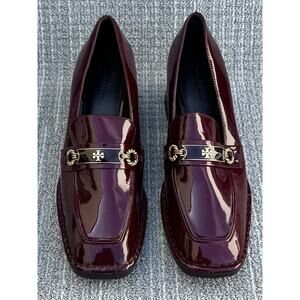 TORY BURCH Perrine Patent Leather Loafers in Rubino (Burgundy) Women's Size 10